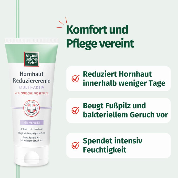 Allgäuer Latschenkiefer Hornhaut Reduziercreme Multi-Aktiv reduziert Hornhaut effektiv, beugt Fußpilz und bakteriellem Geruch vor, pflegt intensiv mit Feuchtigkeits-Effekt, 100 ml Creme
