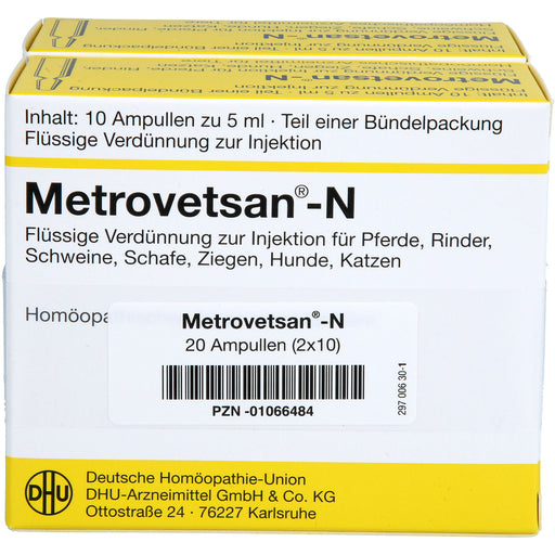 DHU Metrovetsan-N flüssige Verdünnung zur Injektion für Pferde, Rinder, Schweine, Schafe, Ziegen, Katzen und Hunde, 20 St. Ampullen