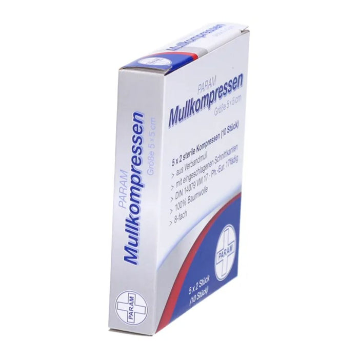 PARAM Mullkompressen 5 cm x 5 cm steril 8-fach, 10 St. Kompressen
