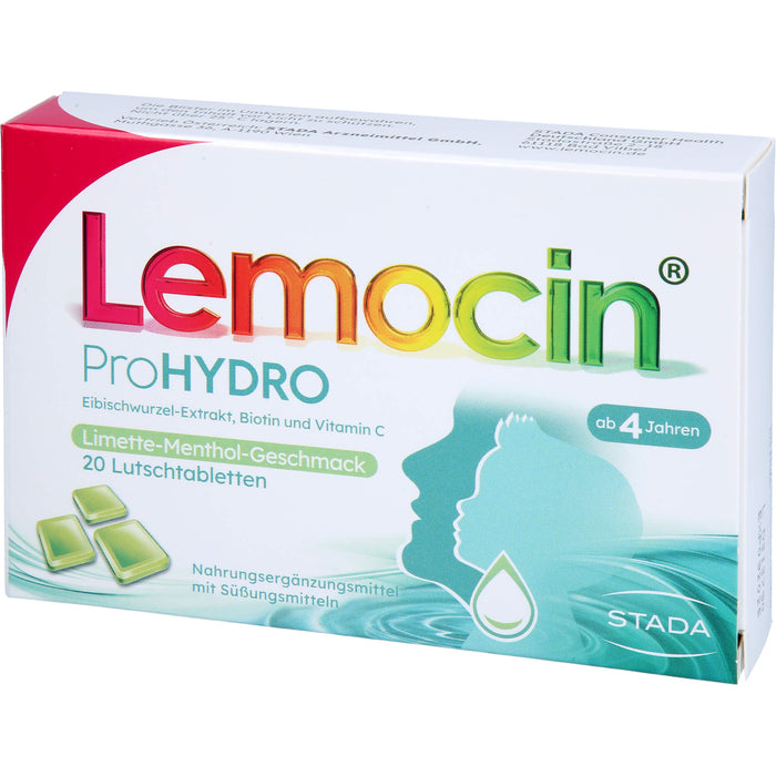 Lemocin ProHydro Lutschtabletten mit Limetten-Menthol-Geschmack zur Beruhigung und Befeuchtung von Hals und Rachen, 20 St. Tabletten