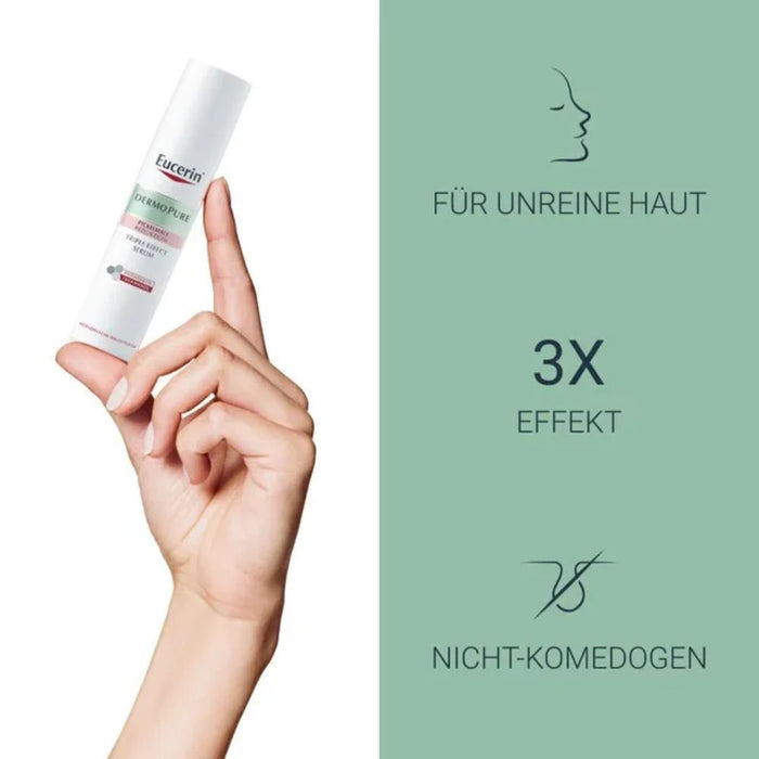Eucerin Dermopure Triple Effect Gesichtsserum gegen unreine Haut, Pickelmale und glänzende Haut, 40 ml Lösung