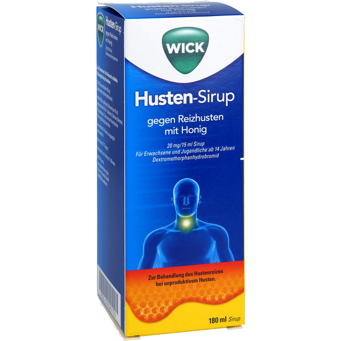 WICK Husten-Sirup gegen Reizhusten mit Honig bietet Linderung gegen Husten, 180 ml Lösung
