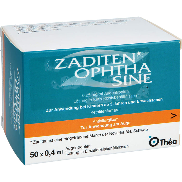 Zaditen ophtha sine 0,25 mg/ml kohlpharma Augentropfen in Einzeldosisbehältnissen, 50 St. Einzeldosispipetten