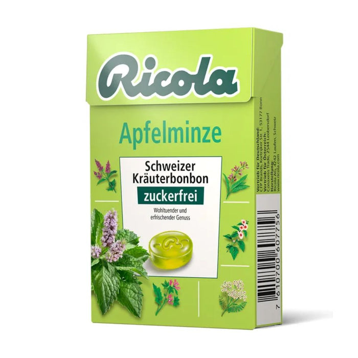 Ricola Schweizer Kräuterbonbons Apfelminze zuckerfrei, 50 g Bonbons