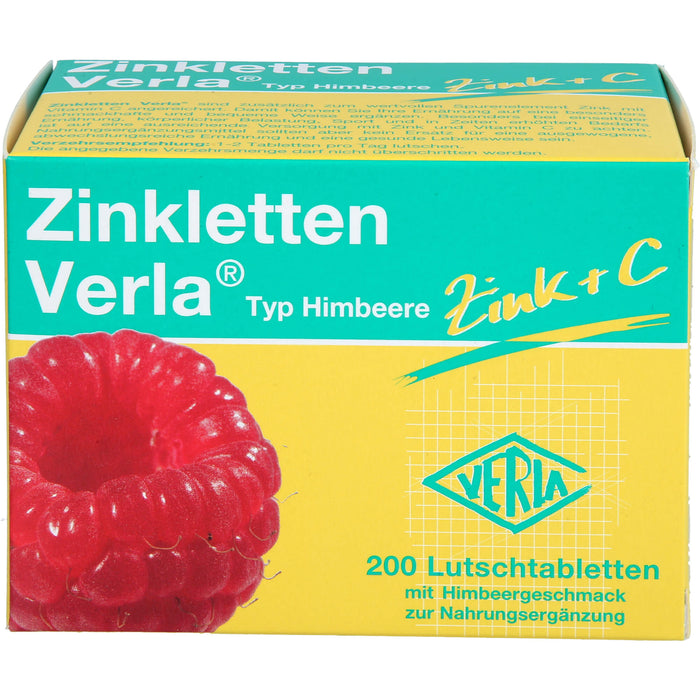 Zinkletten Verla Lutschtabletten mit Himbeergeschmack, 200 St. Tabletten
