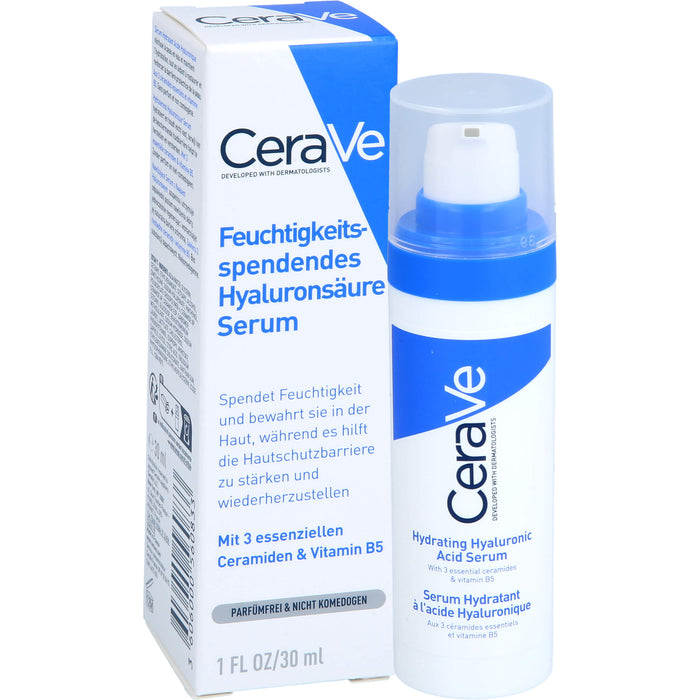 CeraVe feuchtigkeitsspendendes Hyaluronsäure Serum für trockene bis normale Haut, 30 ml Lösung