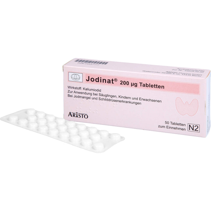 Jodinat 200 µg Tabletten bei Jodmangel und Schilddrüsenerkrankungen, 50 St. Tabletten