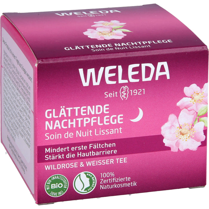 WELEDA glättende Nachtpflege Wildrose & Weißer Tee stärkt die Hautbarriere, mindert erste Fältchen, 40 ml Creme