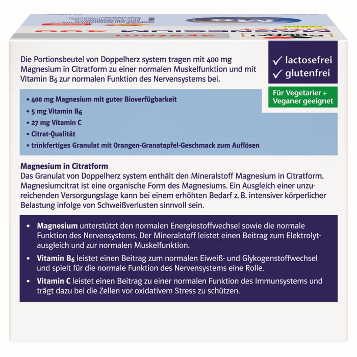 Doppelherz system Magnesium 400 Citrat trinkfertiges Granulat, 40 St. Beutel