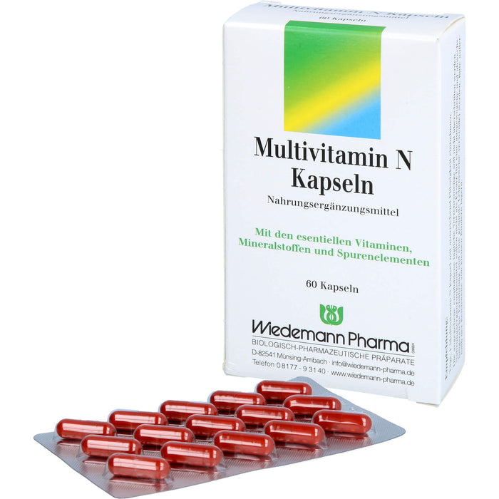 Wiedemann Pharma Multivitamin N Kapseln zur Unterstützung eines normalen Energiestoffwechsel, 60 St. Kapseln