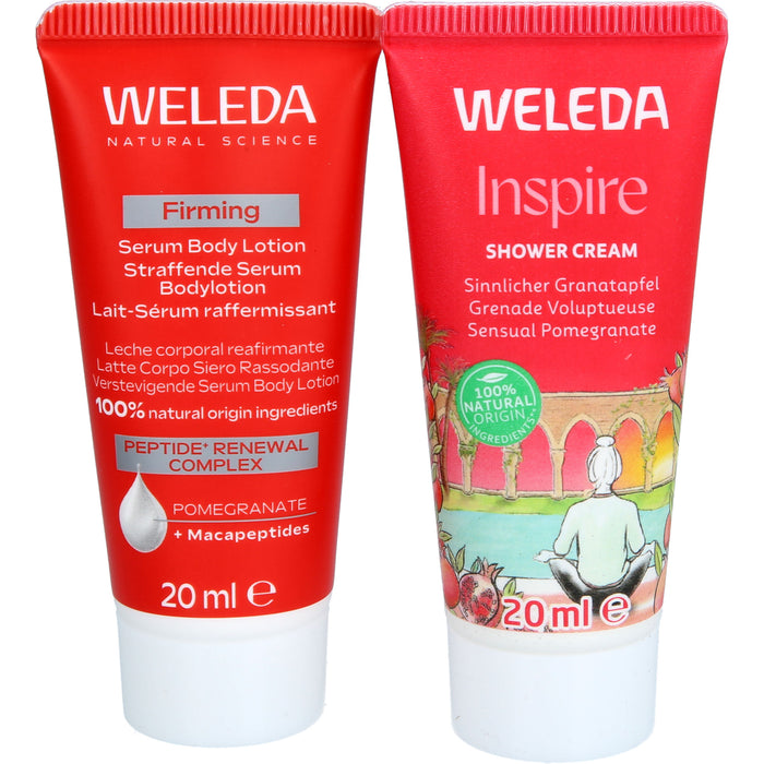 WELEDA Mini Geschenkset Granatapfel mit Inspire Shower Cream Granatapfel  und straffender Serum Bodylotion, 40 ml Creme