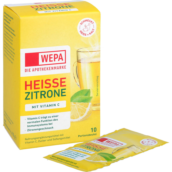 WEPA Heisse Zitrone mit Vitamin C Pulver mit Zitronengeschmack, 10 St. Beutel