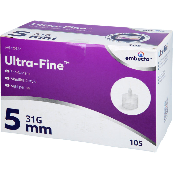 Embecta Ultra-Fine Pen-Nadeln 31G 0,25 x 5 mm, 105 St. Packung