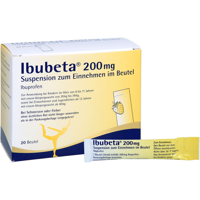Ibubeta 200 mg Suspension bei Schmerzen oder Fieber, 20 St. Beutel