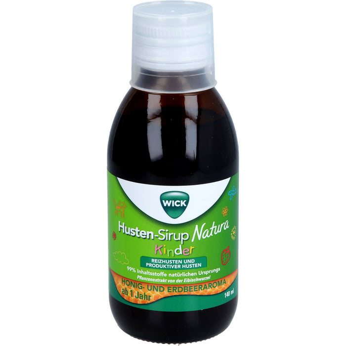 WICK Husten-Sirup Natura für Kinder bei Reizhusten und produktivem Husten, 140 ml Lösung