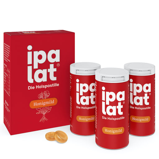 ipalat Die Halspastille Honigmild: Naturkraft bewährt bei Heiserkeit & Hustenreiz, 120 St. Pastillen