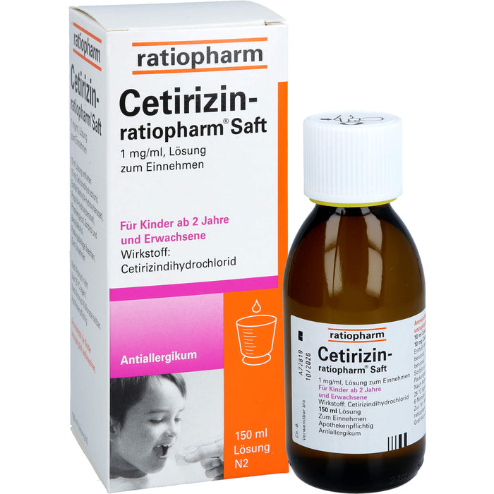 Cetirizin-ratiopharm Saft Antiallergikum, 150 ml Lösung
