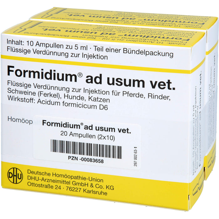 DHU Formidium ad usum vet. flüssige Verdünnung zur Injektion für Pferde, Rinder, Schweine, Schafe, Ziegen, Katzen und Hunde, 20 St. Ampullen