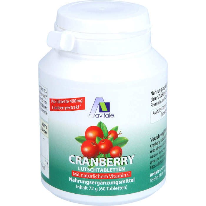 Avitale Cranberry Lutschtabletten mit natürlichem Vitamin C, 60 St. Tabletten