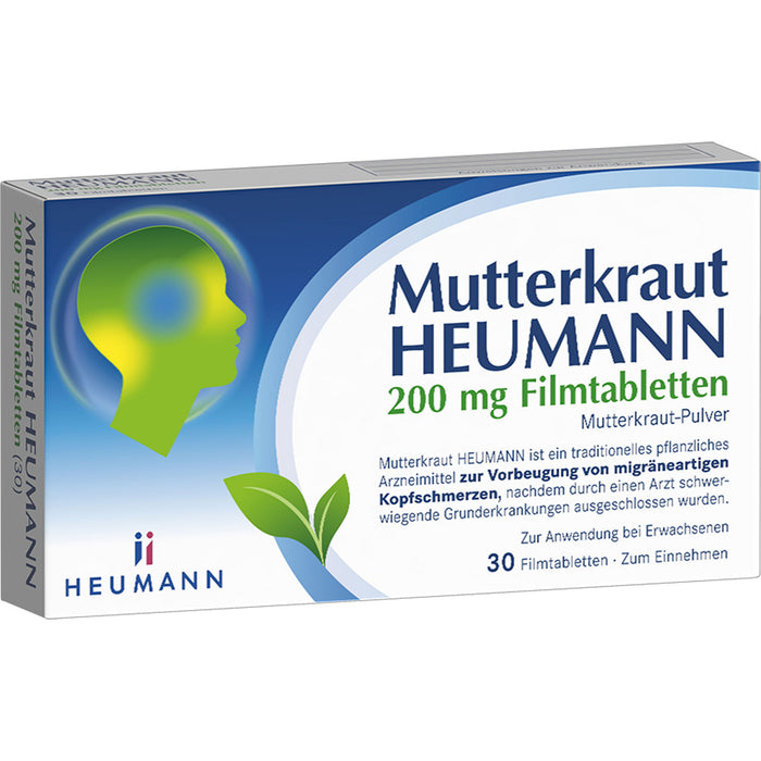 Heumann Mutterkraut 200 mg Filmtabletten zur Vorbeugung von migräneartigen Kopfschmerzen, 30 St. Tabletten