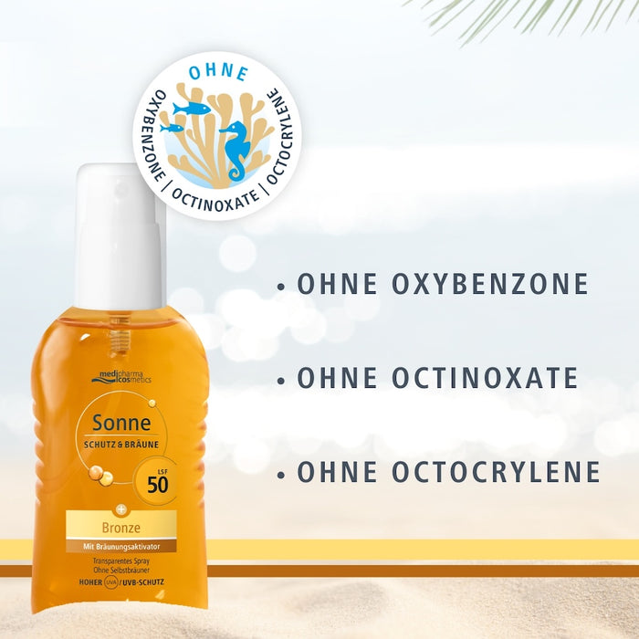 Medipharma Cosmetics Sonne Schutz & Bräune LSF 50 transparentes Spray, 200 ml Lösung