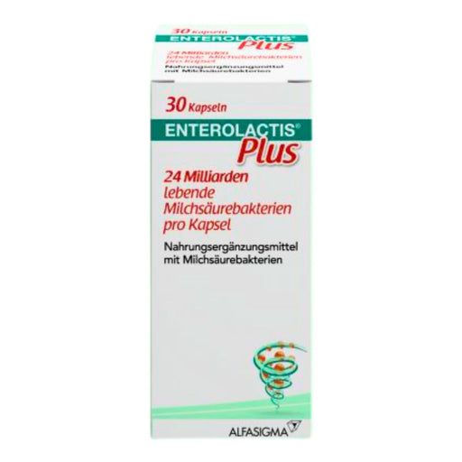 Enterolactis Plus - natürliche Versorgung der Darmflora und des Darmmikrobioms mit L. Casei DG - 24 Mrd. lebende Zellen pro Kapsel - laktosefrei & glutenfrei, 30 St. Kapseln