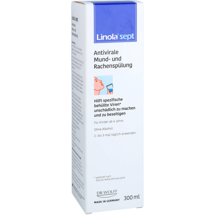 Linola sept antivirale Mund- und Rachenspülung für Kinder ab 6 Jahren, 300 ml Lösung