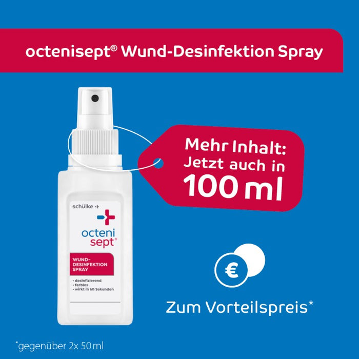 octenisept Wund-Desinfektion Spray - schmerzfreies Antiseptikum zur Behandlung von akuten und chronischen Wunden, schützt vor Wundinfektionen, 100 ml Lösung