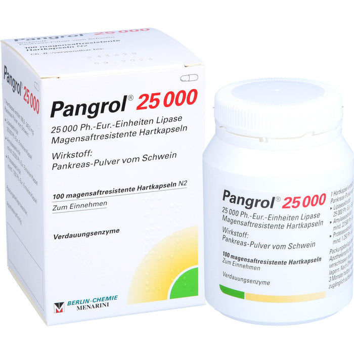 Pangrol 25 000, 25 000 Ph.-Eur.-Einheiten Lipase Magensaftresistente Hartkapseln, 100 St. Kapseln