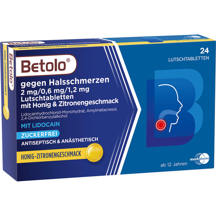 Betolo gegen Halsschmerzen Lutschtabletten mit Honig & Zitronengeschmack, 24 St. Tabletten