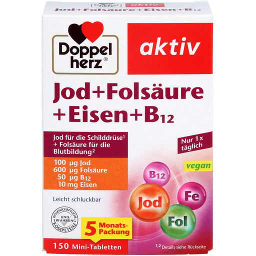 Doppelherz aktiv Jod + Folsäure + Eisen + B12 Mini-Tabletten, 150 St. Tabletten