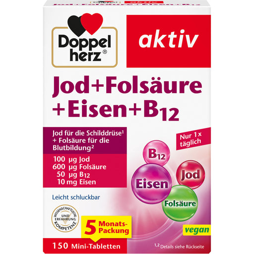 Doppelherz aktiv Jod + Folsäure + Eisen + B12 Mini-Tabletten, 150 St. Tabletten