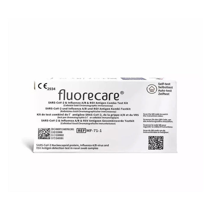 Fluorecare SARS-CoV-2- & Influenza-A/B- & RSV-Antigen-Kombi-Testkit, 1 St. Test
