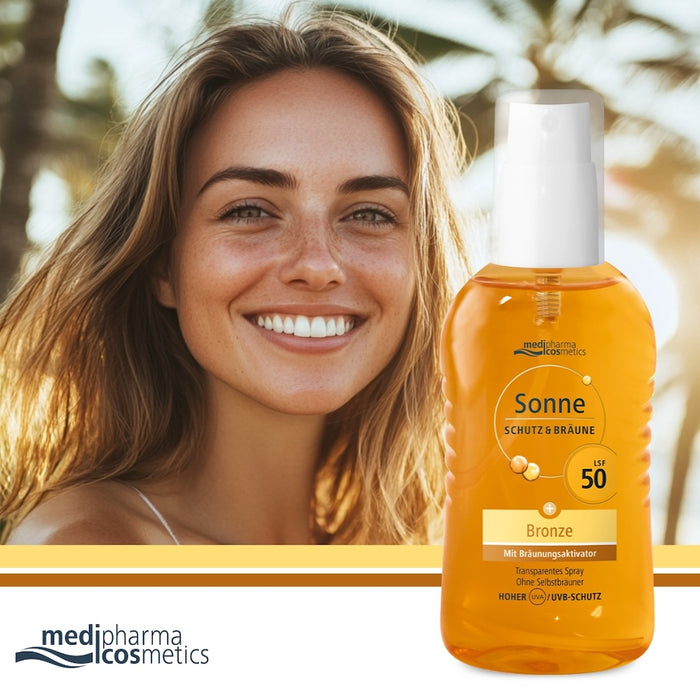 Medipharma Cosmetics Sonne Schutz & Bräune LSF 50 transparentes Spray, 200 ml Lösung