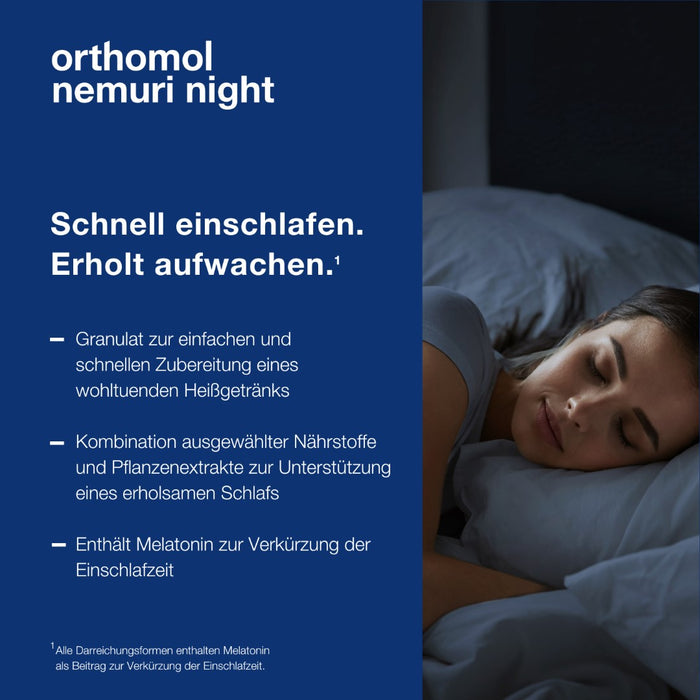 Orthomol Nemuri night - zur Verkürzung der Einschlafzeit - Heißgetränk mit Melatonin und Hopfen-Extrakt - Granulat, None g Tagesportionen