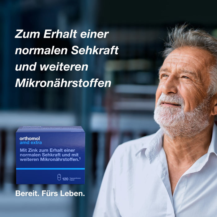 Orthomol AMD extra - Mikronährstoffe für den Erhalt normaler Sehkraft - mit Zink, Lutein und Zeaxanthin - Kapseln, 120 St. Tagesportionen