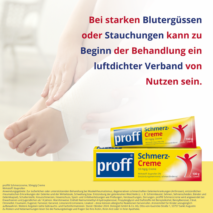 proff Schmerzcreme mit Ibuprofen – zur äußerlichen Behandlung von Muskel-, Gelenk- und Rückenschmerzen bei rheumatischen Erkrankungen oder nach Sport- und Unfallverletzungen, 100 g Creme