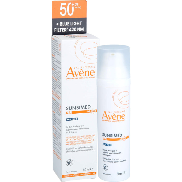 Avène Sunsimed LSF 50+ Eau Thermale KA Sonnenschutz für empfindliche, gefährdete und zu aktinischer Keratose neigende Haut, 80 ml Lösung