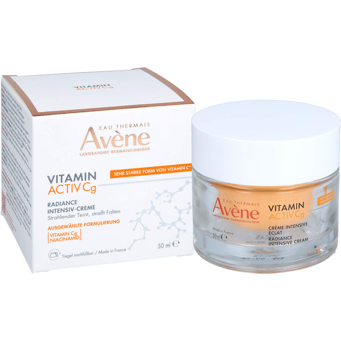 Avène Eau Thermale Vitamin Activ Cg Radiance Intensiv-Creme mildert Falten, steigert die Ausstrahlung der Haut und reduziert Pigmentflecken, 50 ml Creme