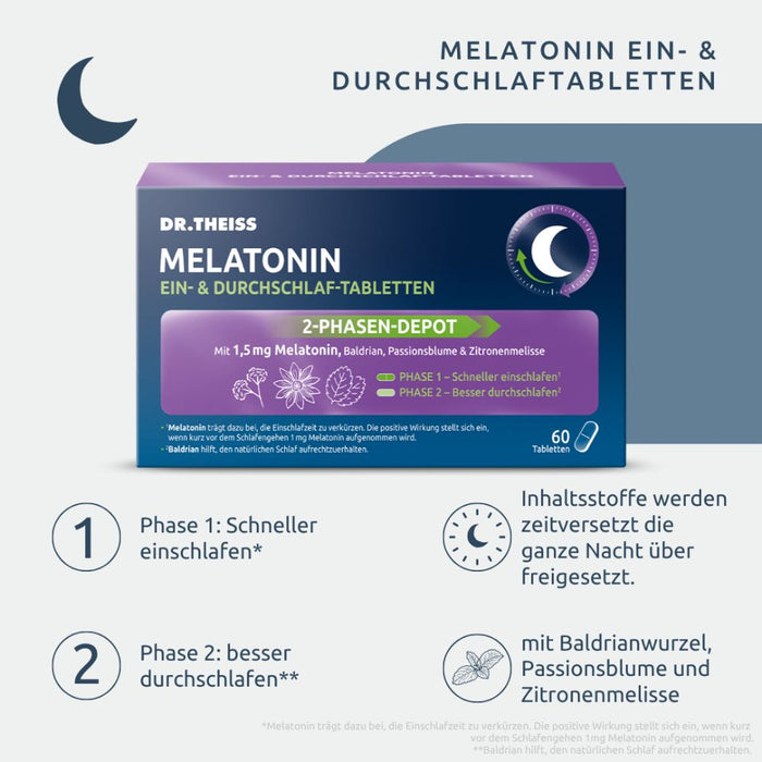 DR. THEISS Melatonin Ein-& Durchschlaf-Tabletten, 60 St. Tabletten