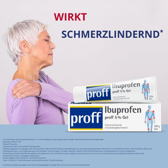 Proff Ibuprofen 5 % Gel schmerzlindernd und entzündungshemmend, 100 g Gel