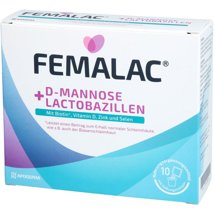 FEMALAC D-Mannose + Lactobazillen Pulver zum Erhalt normaler Schleimhäute, 10 St. Beutel