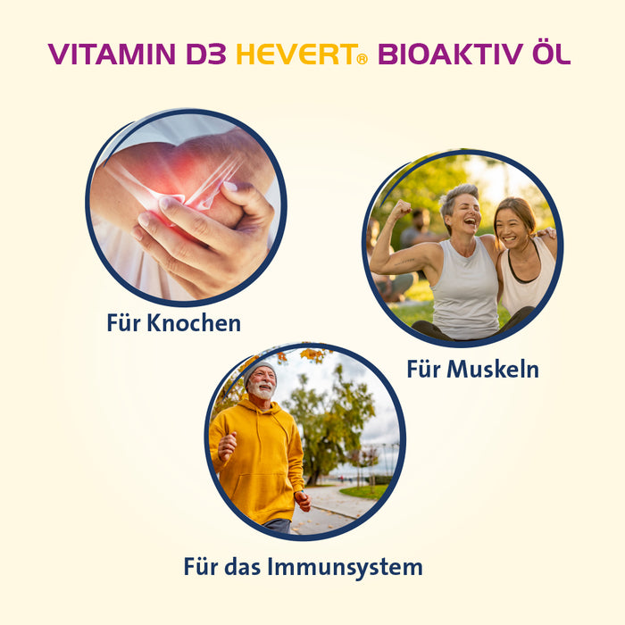 Vitamin D3 Hevert Bioaktiv Öl – unterstützt Immunsystem, Knochen und Muskeln, 20 ml Tropfen