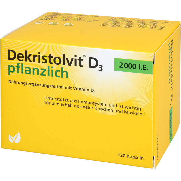 Dekristolvit D3 2000 I.E pflanzliche Kapseln unterstützt das Immunsystem und  den Erhalt normaler Knochen und Muskeln, 120 St. Kapseln