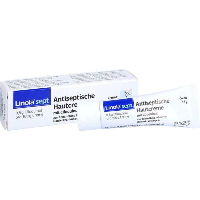 Linola sept Antiseptische Hautcreme mit Clioquinol Wundcreme bei abgeschürfter, entzündeter oder eitriger Haut, 15 g Creme