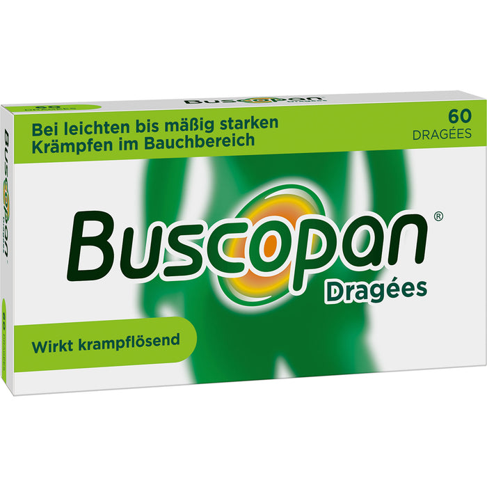 Buscopan Dragées mit Butylscopolamin bei leichten bis mäßig starken Bauchschmerzen und Bauchkrämpfen, 60 St. Dragees