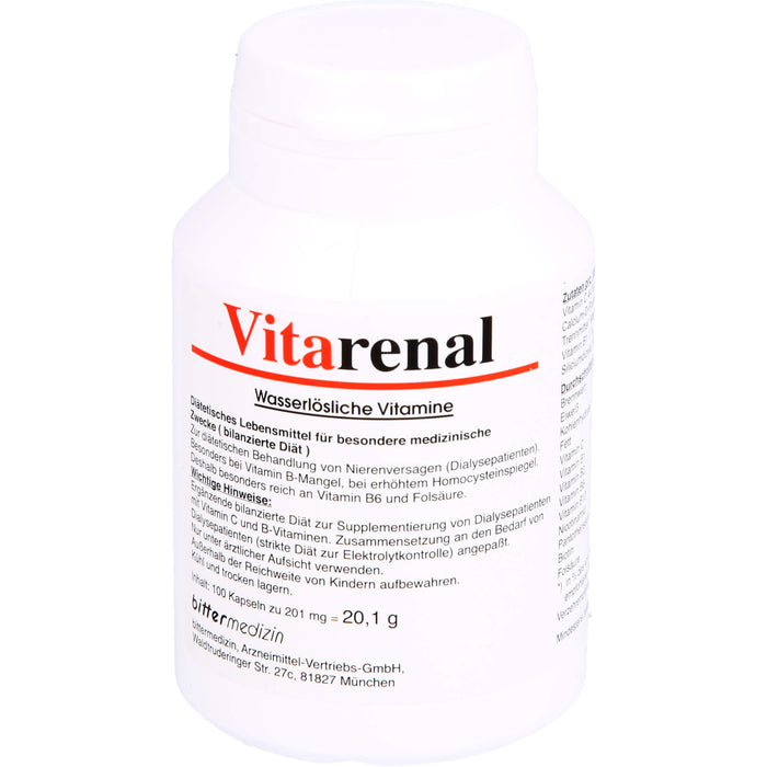 Vitarenal – wasserlösliche Vitamine für Dialysepatienten, 100 St. Kapseln