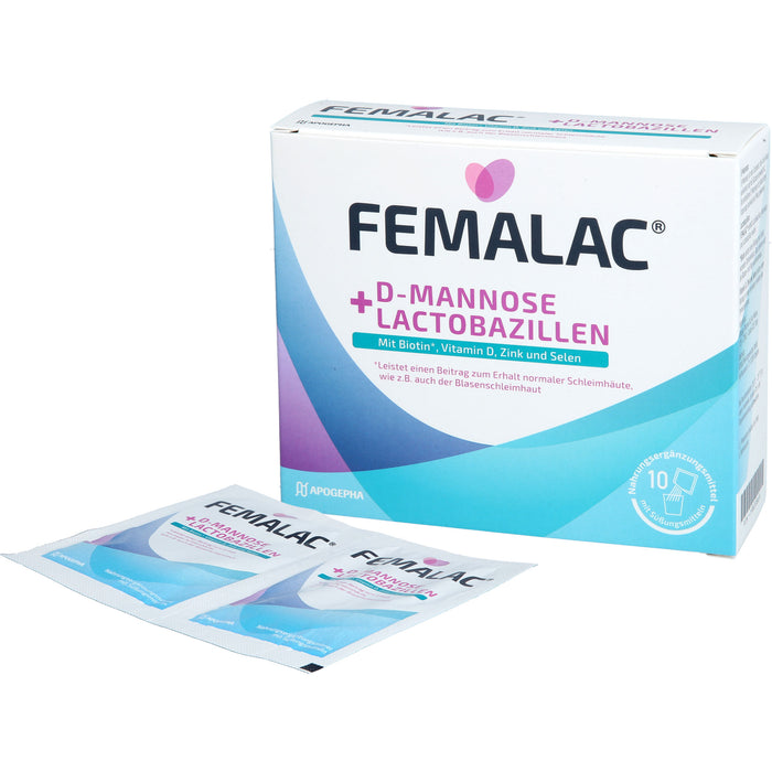 FEMALAC D-Mannose + Lactobazillen Pulver zum Erhalt normaler Schleimhäute, 10 St. Beutel