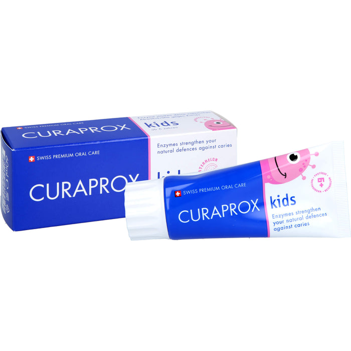 Curaprox Kids Kinderzahncreme mit Wassermelonengeschmack ab 6 Jahre 1450 ppm Fluorid, 60 ml Zahncreme