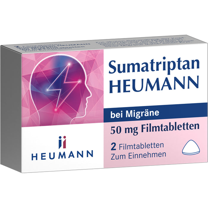 Heumann Sumatriptan 50 mg Filmtabletten bei Migröne, 2 St. Tabletten